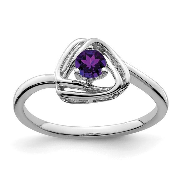 Kazi Luxury 14k White Gold Amethyst Triangle Ring
